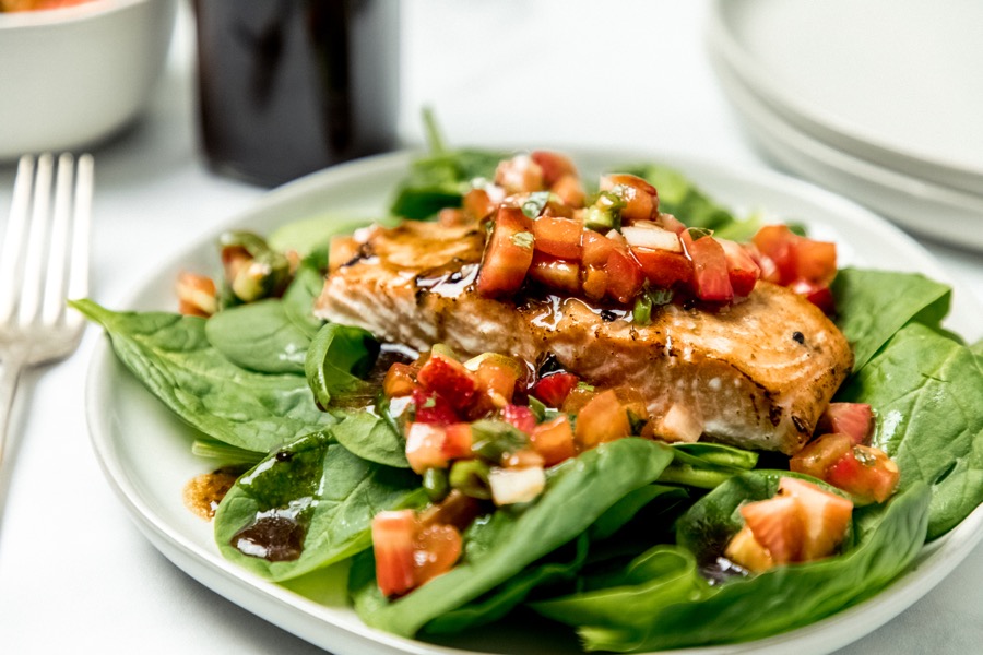 Balsamic Salmon with Strawberry Salsa