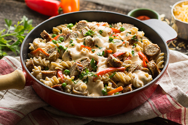 Cheesy Kielbasa Skillet