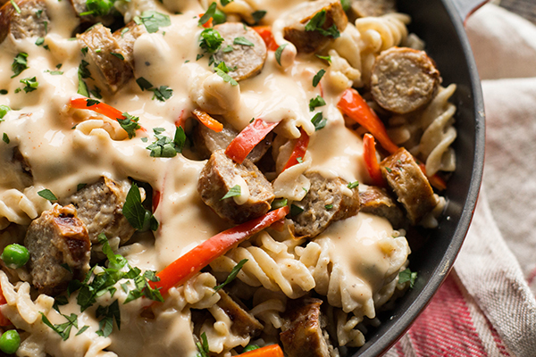 Cheesy Kielbasa Skillet